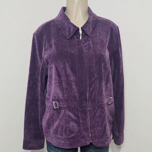 Christopher & Banks Corduroy Purple Jacket Long Sleeves Saze L